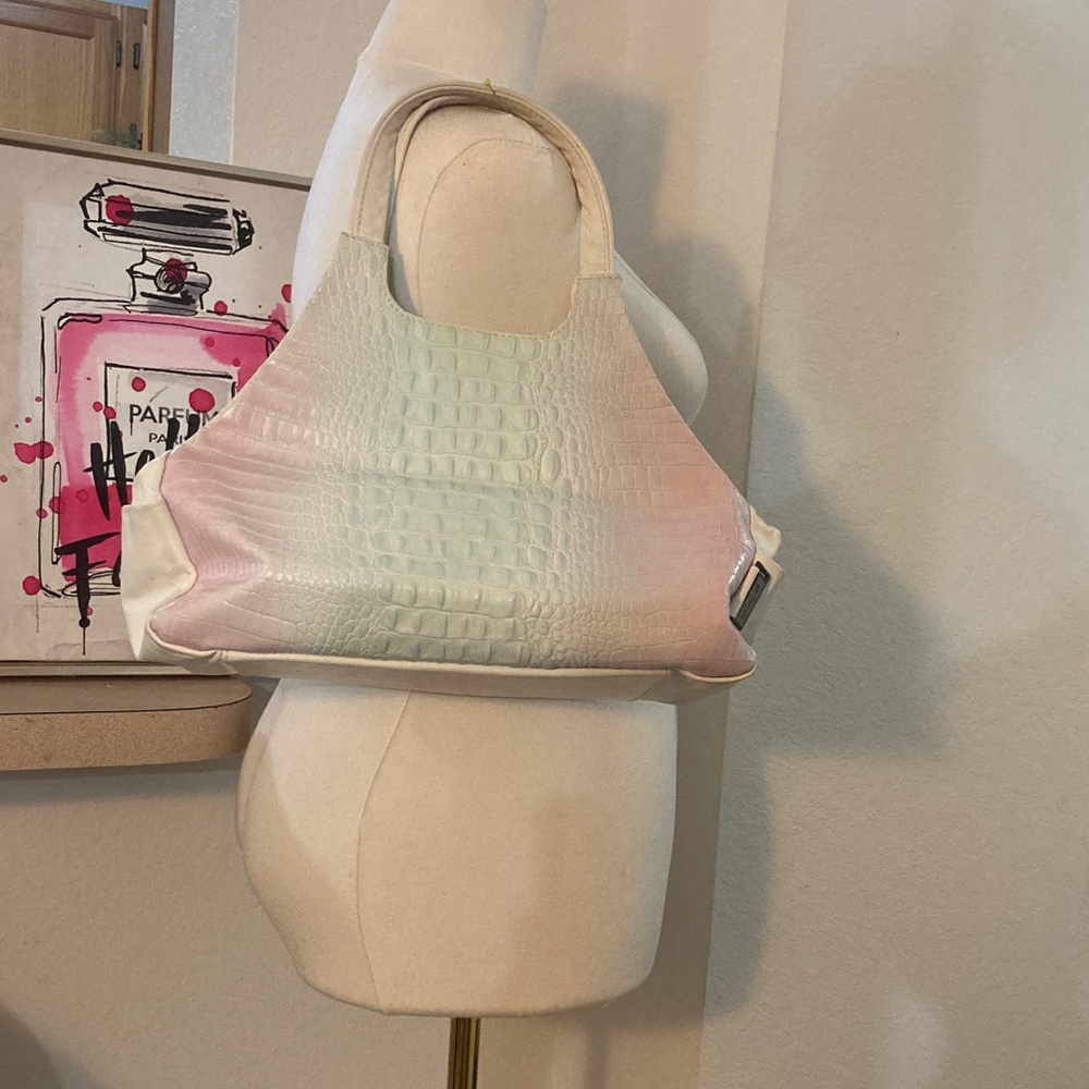 Italian leather Pastel Crocodile-Embossed Bag